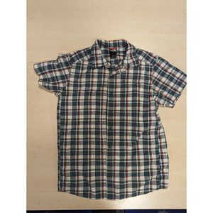 The North Face Shirt Mens Large Short Sleeve Blue/Red Plaid Button Front Pocket